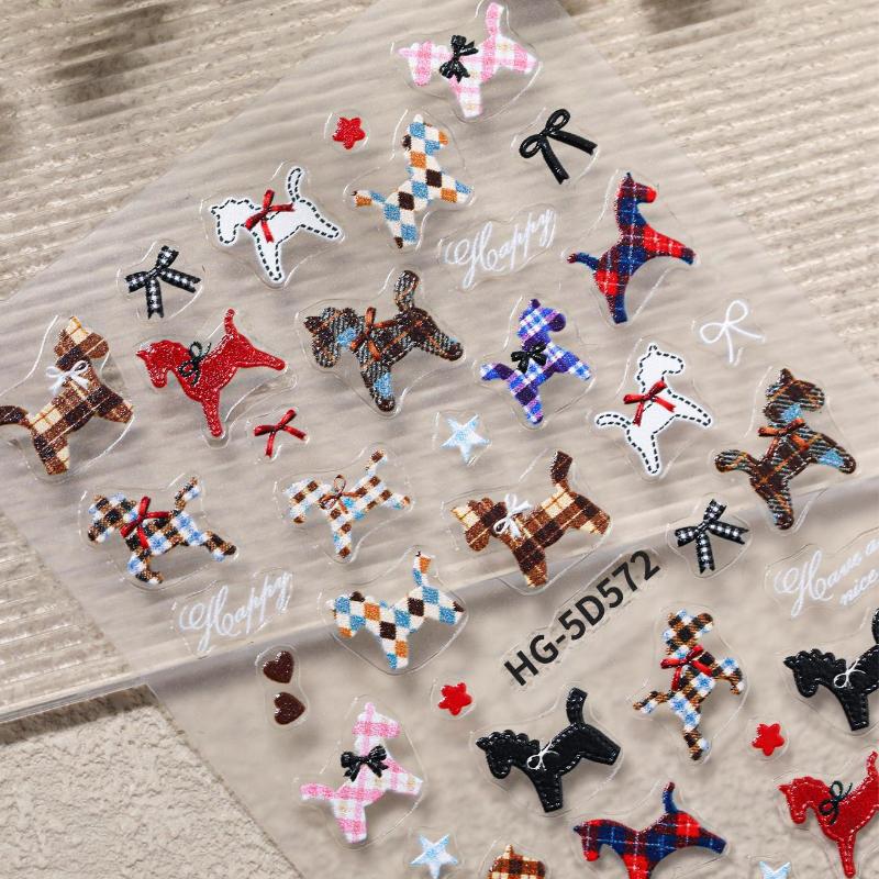 Cute Cartoon Colorful Stylish Horse Nail Art Sticker Self Adhesive Manicure Decal Nail Sticker Manicure Decoration For Girls