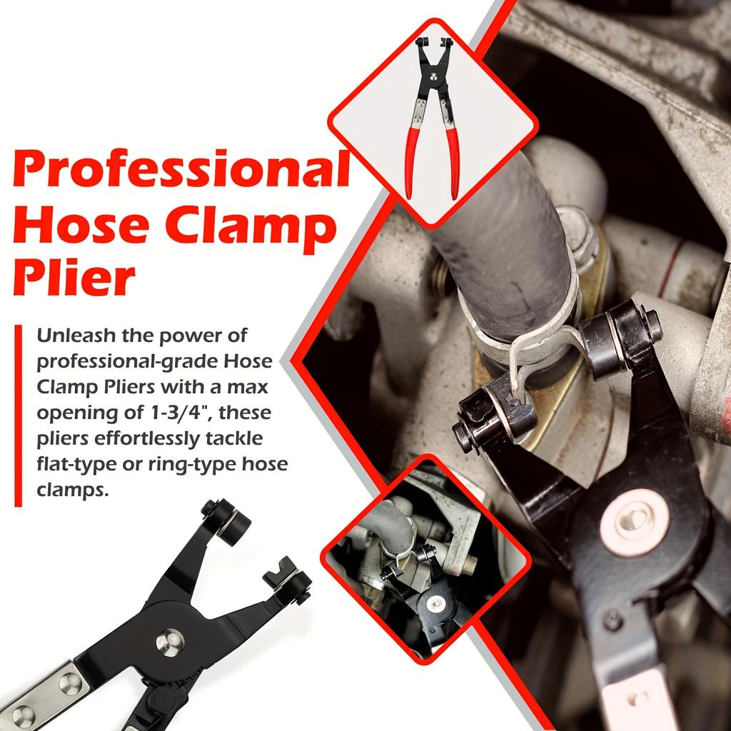 Professional Hose Clamp Pliers Set of 4 - Fuel Line Disconnection and Removal Tool Kit for Auto Repair