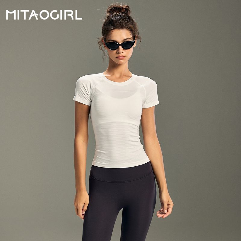 Mitaogirl Kendall Quick-Drying Top Women Slim Fit Running Yoga Workout Clothes Breathable Thin Sports Short Sleeve T-shirt