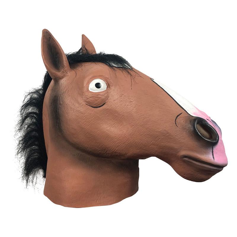 Kreative Pferdekopfmaske in Braun Weiß und Schwarz Lustige Latexmaske für alle besonderen Anlässe