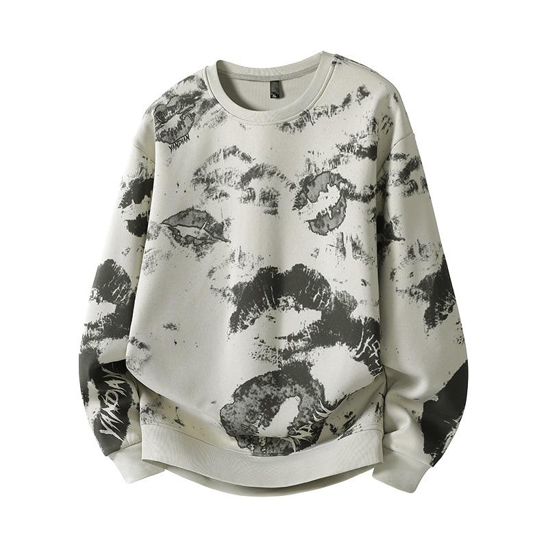 Men's Pullover Spring and Autumn Long-sleeved Fashion Printed Round Neck Sweatshirt Sports Casual Top