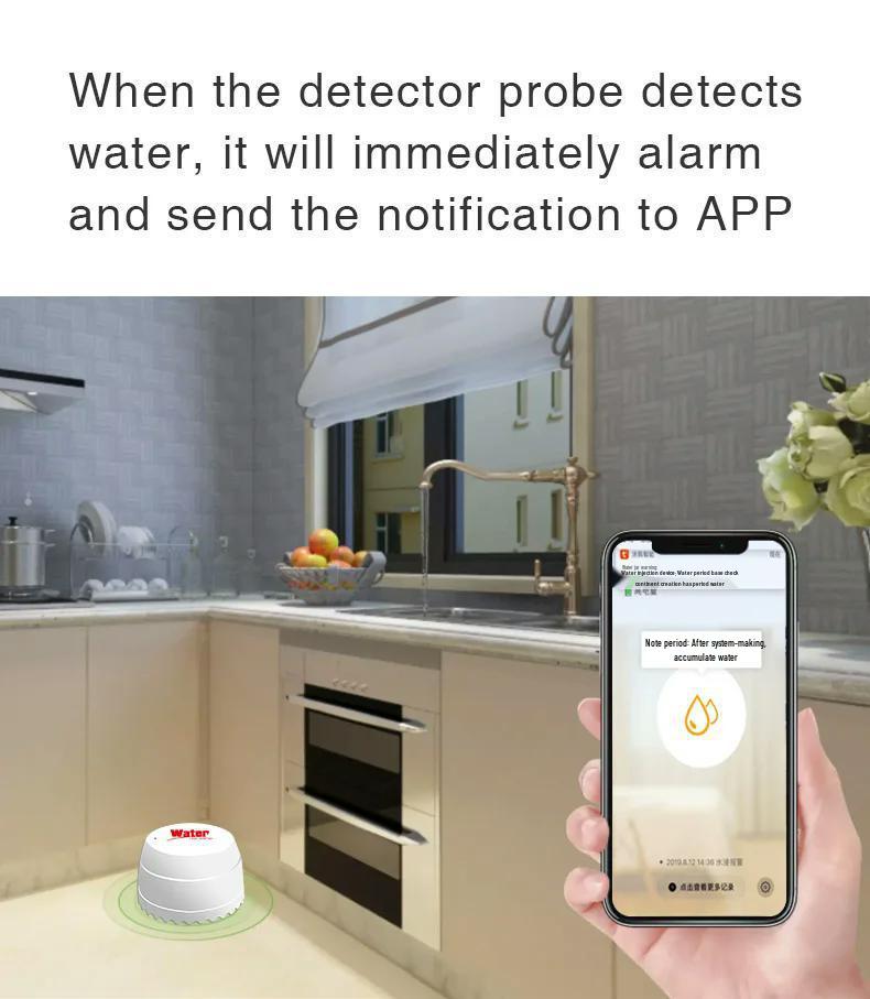 Smart WiFi Water Leak Sensor with Sound Alarm