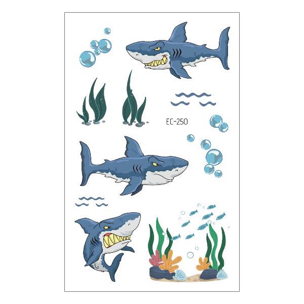 Waterproof Children's Pirate Shark Tattoo Stickers - Birthday Party & Cartoon Design