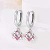 New 925 Silver Pink Lotus Women Earrings Brilliant Wedding Engagement Star Earrings Jewelry Gift
