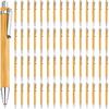 Leelosp 60 Pcs Bamboo Pen Retractable Ballpoint Pen Black Ink 1 mm Sustainable for Writing Office Products Wooden Bamboo Ballpoint for Journal