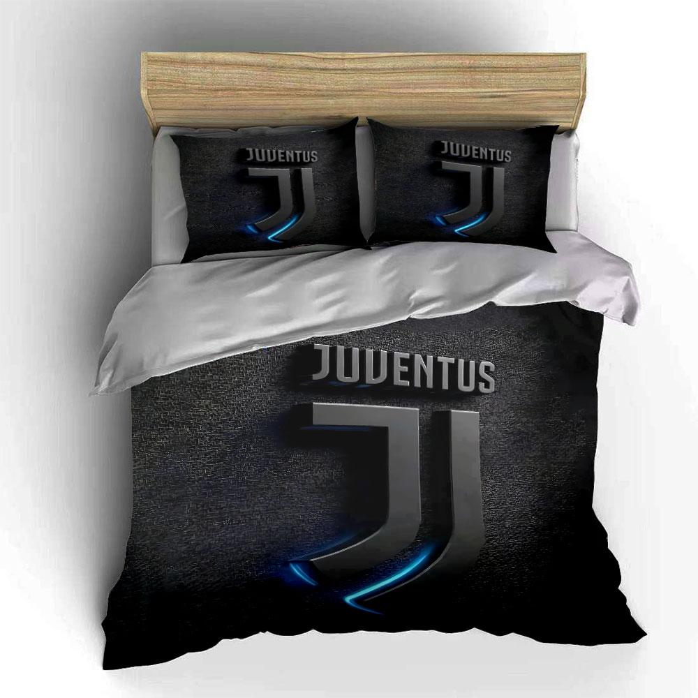 "Set Lenzuola Logo Juventus Nero" Set Copripiumino Lenzuola Copripiumino Federe (1 * Copripiumino 2 * Federe, senza piumino)
