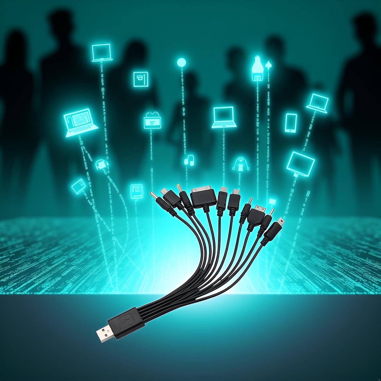 1Pc 10 in 1 Universal USB Cable, Multiple Universal Charging Cables for Cell Phones Blutooth Earphone Speaker Adapter Cables, Data Cable Cables and