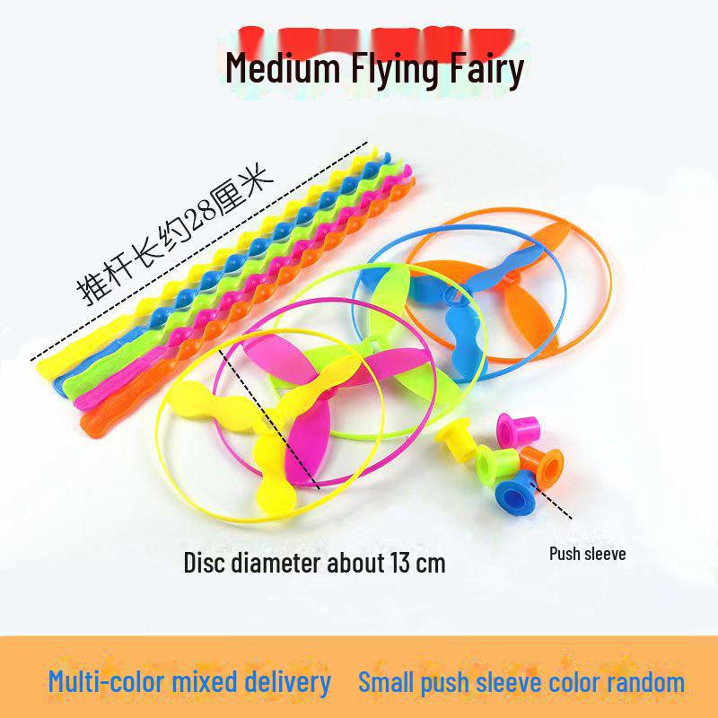 Large Flying Fairy Hand-Push Bamboo Dragonfly Frisbee for Kids