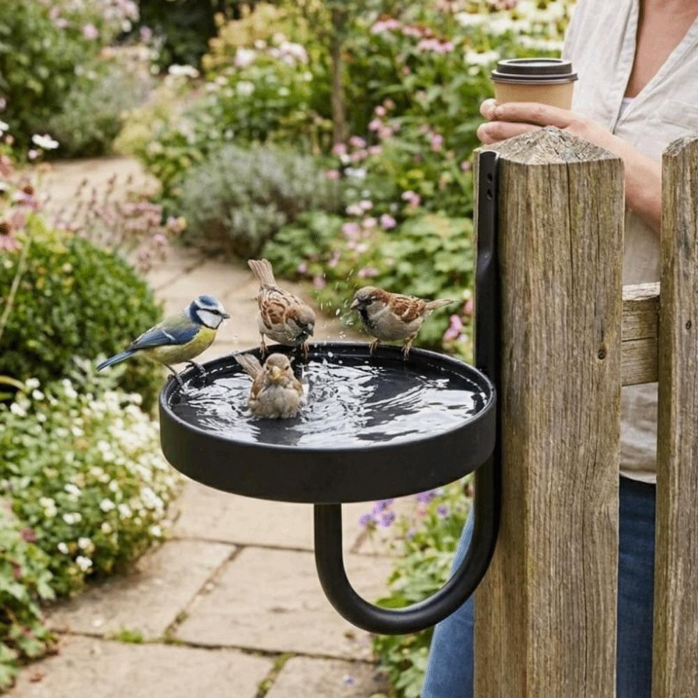 Vintage Style Wall Mounted Bird Feeder Rust-Proof Green Plant Shelf Flower Basket Holder Patio