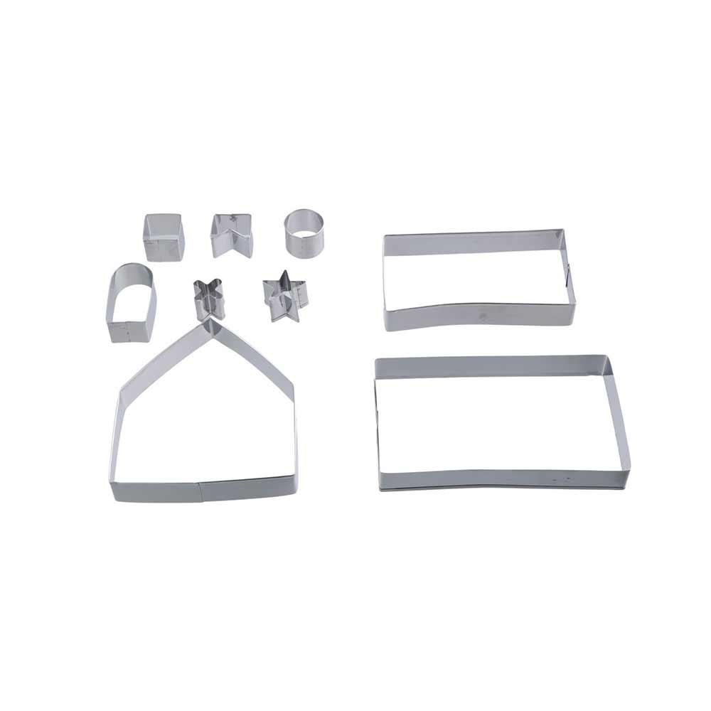 3D Gingerbread House Cookie Cutter Set Three-dimensional Multi-specification Fondant Cutter Stainless Steel Baking Tool Xmas