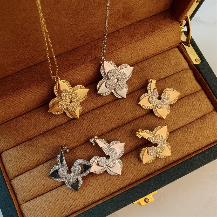 

Zircon double-layer flower earrings retro light luxury temperament earrings niche fashion high-end earrings women