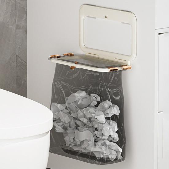 Garbage Bag Hanger Foldable Kitchen Trash Bag Holder Over Cabinet Door No-Drill Wall Mounted Large Capacity Waste Bag Rack