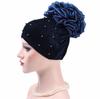 Korean Velvet Pearl-Studded Beanie with Floral Headscarf