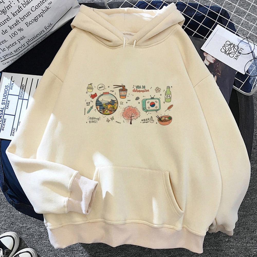 Dorama Hoodies Women Y2k Aesthetic Korean Style Long Sleeve Top 2023 Hood Female Kawaii Clothes