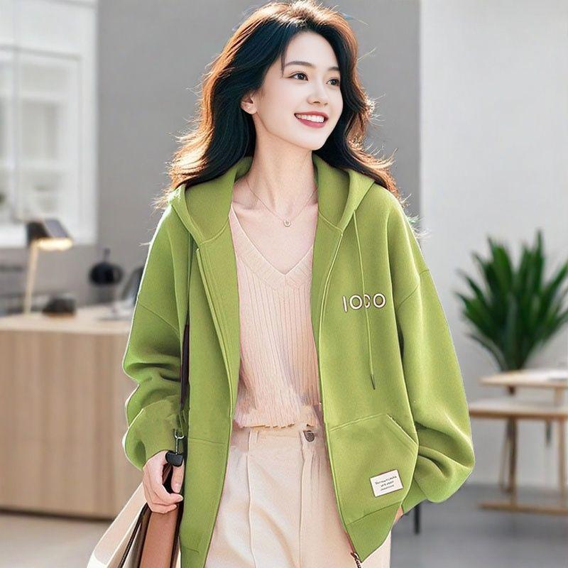 

Толстовка с капюшоном, женская повседневная осенняя куртка, стильное пальто с открытым передом XXXL зелёный