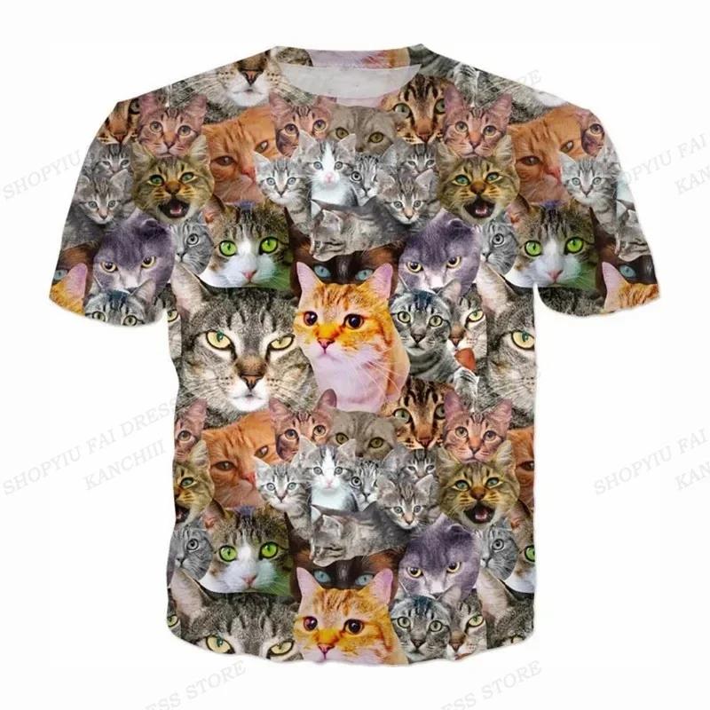 T-shirt Estiva da Uomo Animale Maiale Cane Gatto Stampa 3D T-shirt Uomo Donna Moda Manica Corta T-shirt Girocollo Divertente T-shirt Top per Bambini