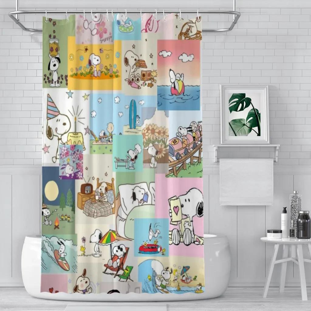 Snoopy Shower Curtain for Bathroom  Aesthetic Room Decoration