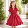 European And American Girls' Summer New Stylish Petal Sleeve Heart-Shaped Dress For Older Children