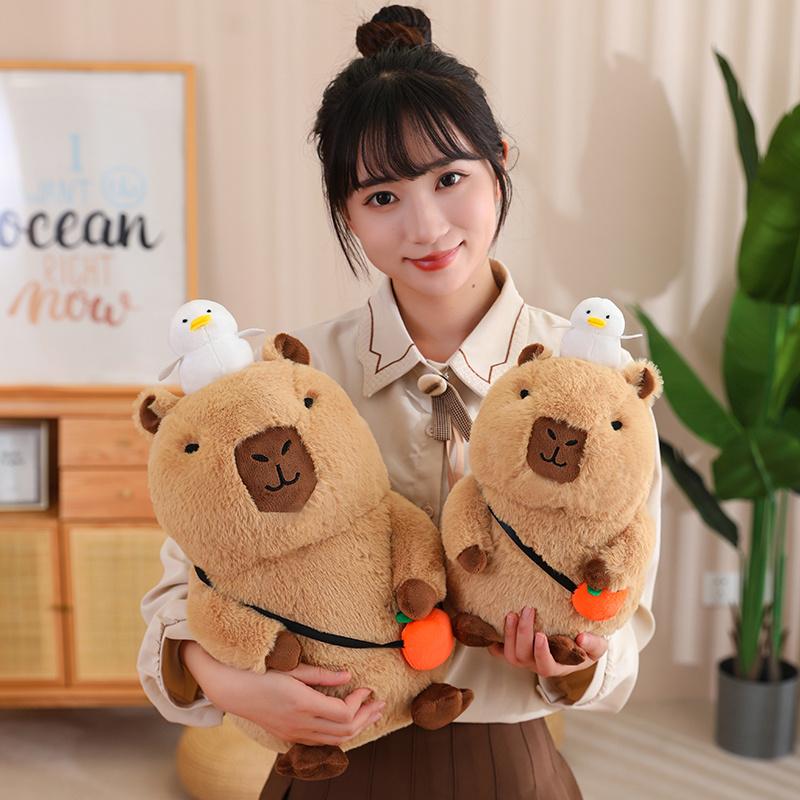 Favorite Toy Girls 20-40Cm Capybara Plush Toy Capibara With Fruits Fluffy Doll Stuffed Animals Bubble Pendant Funny Gift For Boy