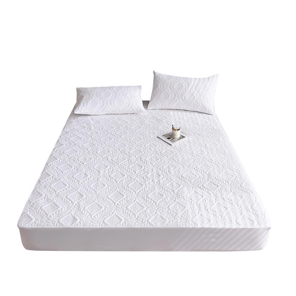 Quilted Waterproof Mattress Cover Embossed Bedding Mattress Protector Anti-mite Anti-bacterial Fitted Bed Sheet No Pillowcase