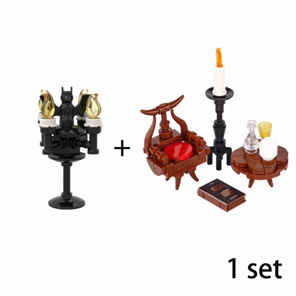 MOC Medieval Alchemy Room Kitchen Wizard Potion Building Blocks Devil's Spring Castle Road Lamp Witch Figures Scene Skull Bricks