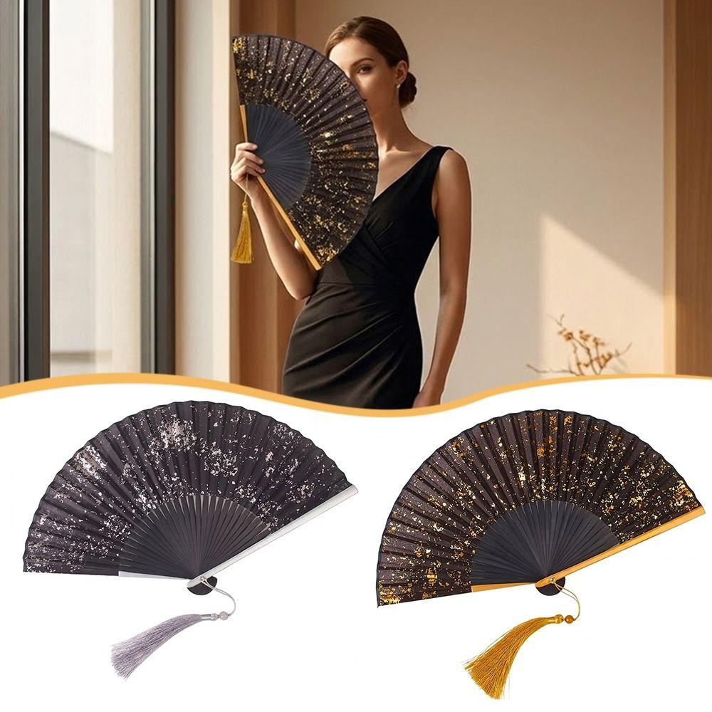 with Tassel Folded Fan 6inch Hand Hold Fan Portable Chinese Retro Fan Gift