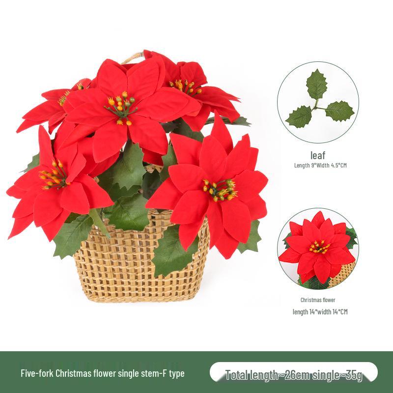 

Бархатный букет «Пуансеттия» - Праздничное рождественское украшение