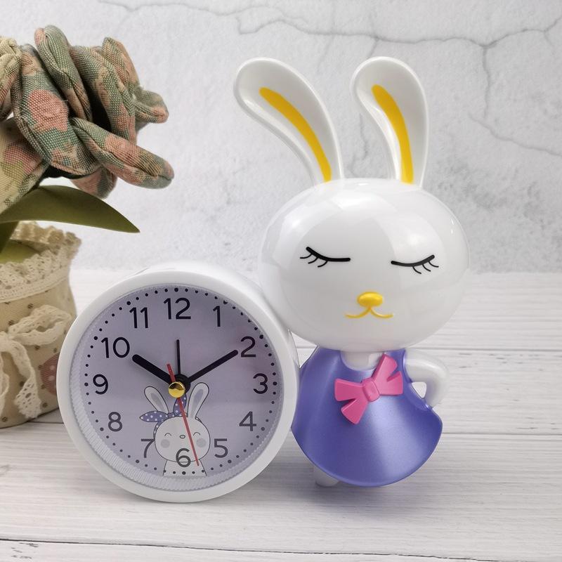 Cute children's alarm clock mute bedroom bedside clock cute rabbit student cartoon clock home clock DC030