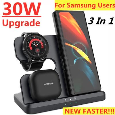 15W 3 In 1 Wireless Charger Stand Fast Charging Dock Station for Samsung Z Fold 4 3 S21 Galaxy Watch 5 5 Pro 4 3 Active 2 Buds