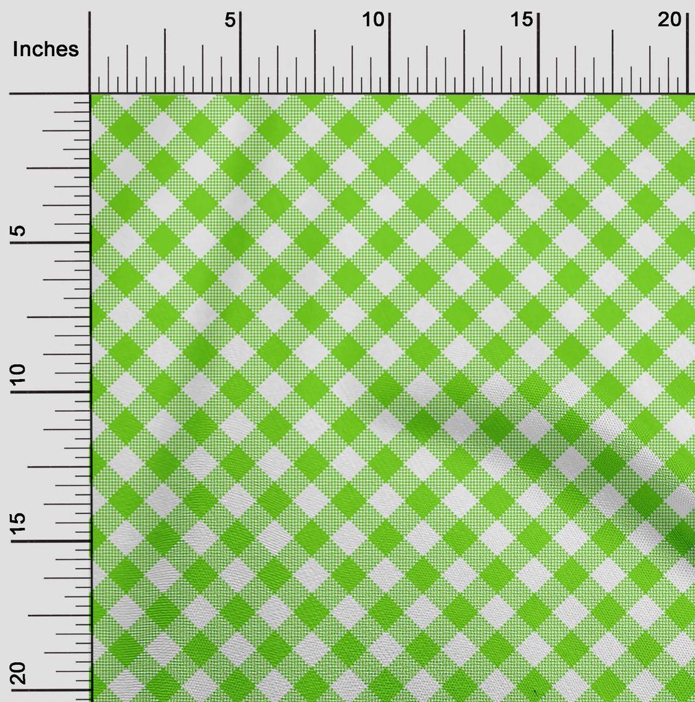 oneOone Cotton Flex Light Green Fabric Check Sewing Fabric By The Yard Printed Diy Clothing Sewing Supplies 40 Inch Wide -