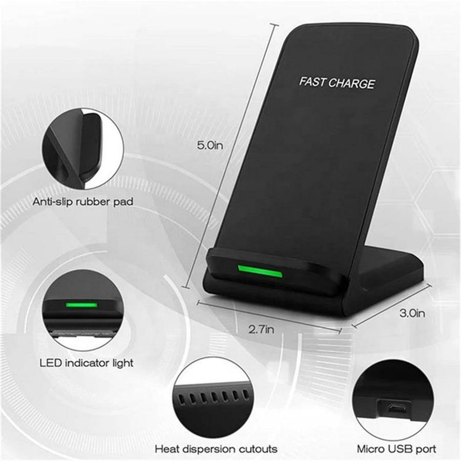 10W Wireless Fast Charging Bracket Desktop Vertical Mobile Phone Charger Holder