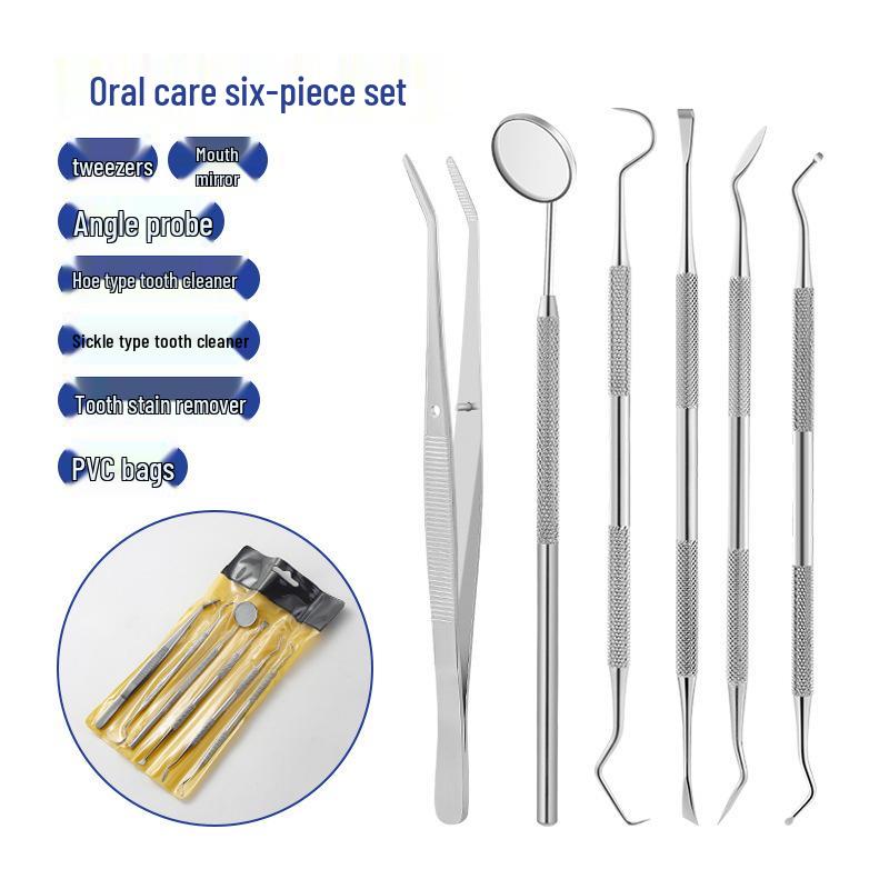 Dental Tool Set: Teeth Cleaner, Tweezers, Mouth Mirror & Probe for Oral Care