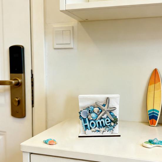 Wooden Napkin Holder, with High-Definition UV Printing Cartoon Design, Stable Base Napkin Dispenser for Kitchen Dining Table