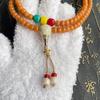 Honey Yellow Weathered Bodhi Seed Beads Mala Bracelet for Men and Women