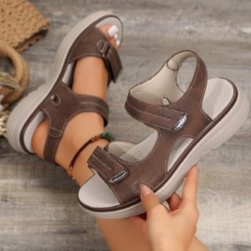 Fashion summer  new sandals women's sports slope heels slippers lightweight Velcro beach sandals