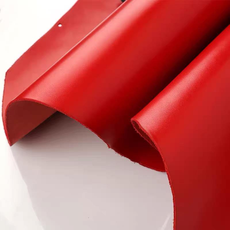 Planted Tanned Cowhide Fabric, Top Layer Genuine Leather, Stiff Tree Cream Leather, Handmade DIY Leather, Whole Piece Red Leathe