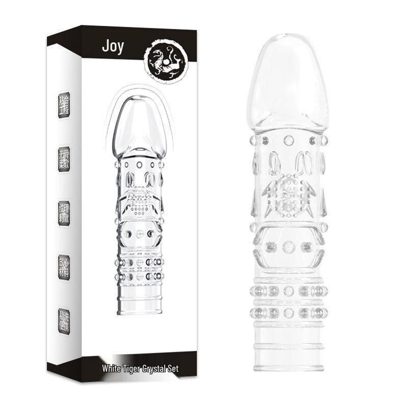 Wolf Fang Crystal Condom Set: Thickening & Enlargement Sleeve, Large Size, Reusable Phallus Sex Toy.