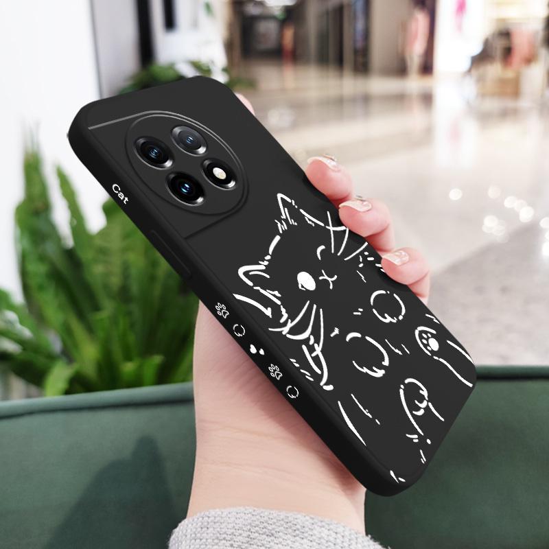 Smart Cat Phone Case For Oneplus 13 13R 12 12R 11 11R 10 10R 10T 9R 9RT 9 8T 8 7 7T Pro 5G Liquid Silicone Cover