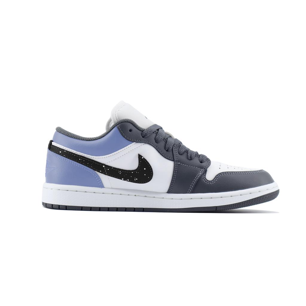 Jordan Air Jordan 1 Low Abrasion Resistant Low top Vintage Basketball Shoes Unisex Gray Blue 553558-044(Team448-)