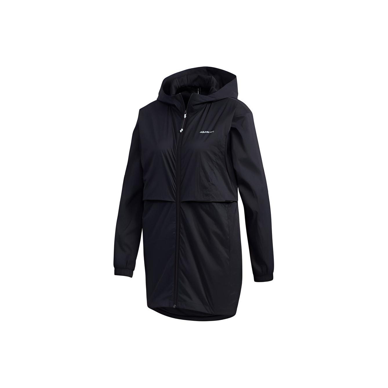 

Adidas Neo Solid Color Long Version Windbreaker Coat Women outerwear Black FN6438 S