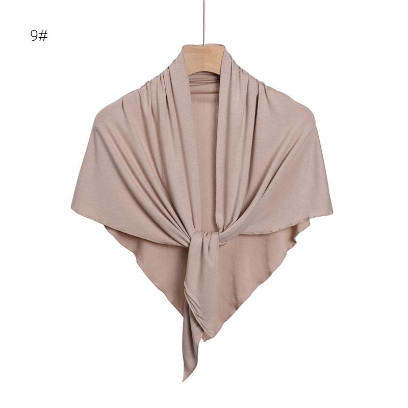 Ramadan Plain Solid Triangle Modal Jersey Hijab Winter Elasticity Muslim Shawls Scarf Maxi Wrap Snood Warm Stole Foulards Sjaal