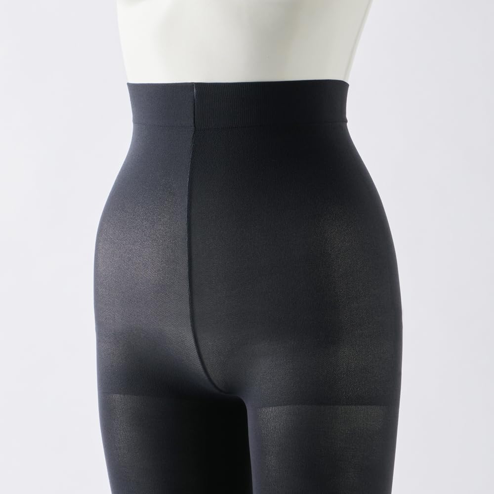 Gunze YFF080 Windproof Leggings of 80 and Black Women's (Set 2) U& Denier, Windproof, Warm, Cold-Resistant,