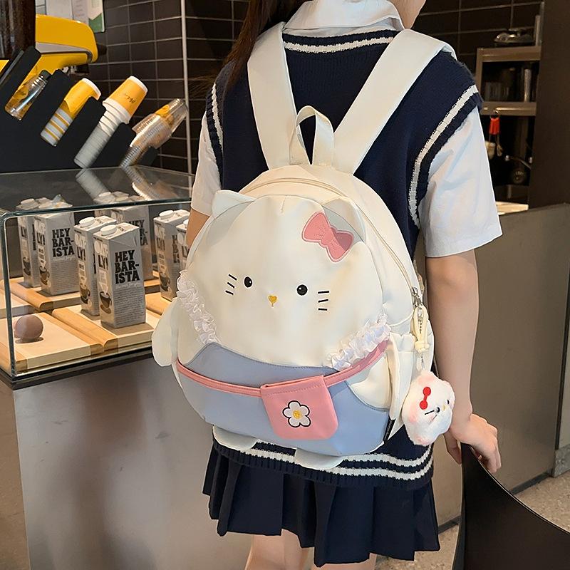 Schoolbag1011 Cute Cat Cute Face Large Capacity Casual Backpack New Trend Japanese Soft Girl New Travel Backpack