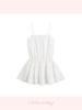 Cotton sweet stacked white suspender dress women's summer waist sexy lace temperament A word short skirt