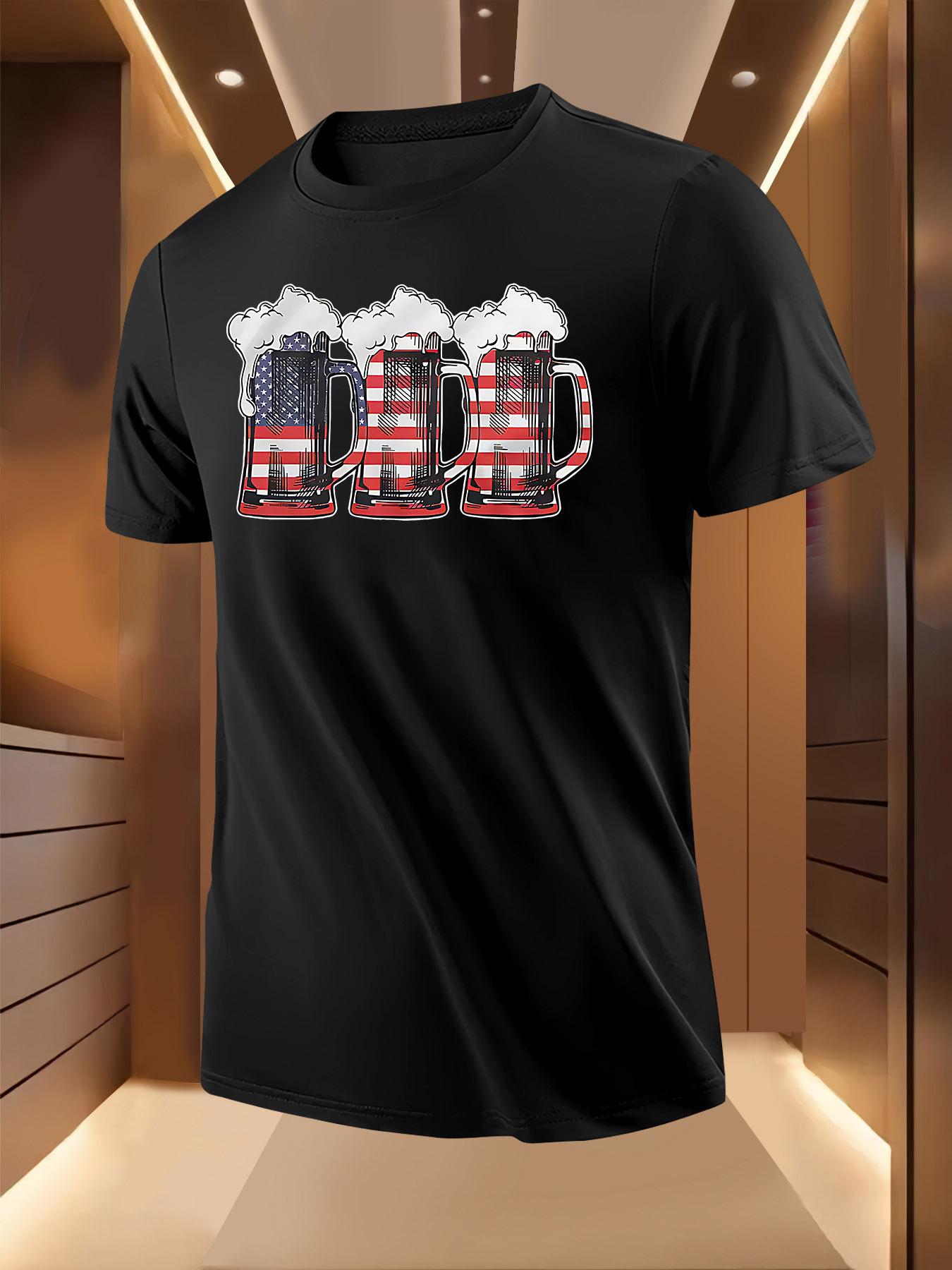 Patriotic American Flag Beer Mug Graphic Tshirt - Breatha... XXXL