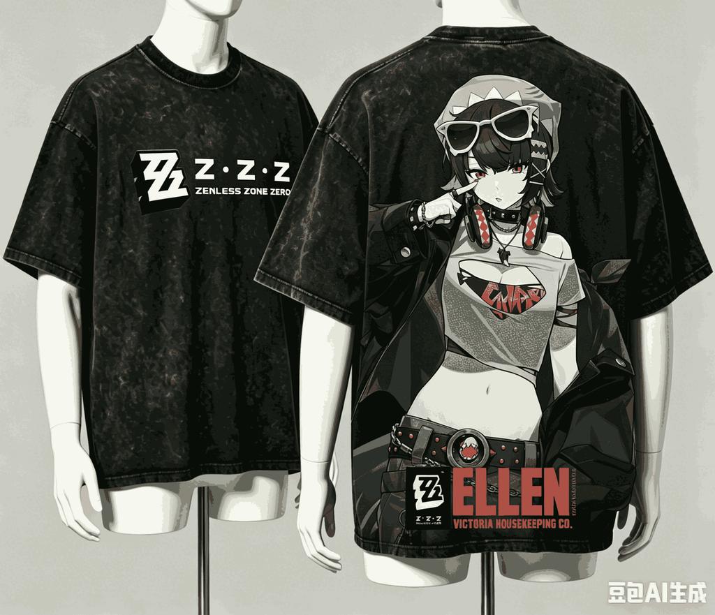 Zenless Zone Zero Washed T-shirt 2026 New Model personality Clothes shirt Year round clothing Retro Fashion Vintage Loose gift