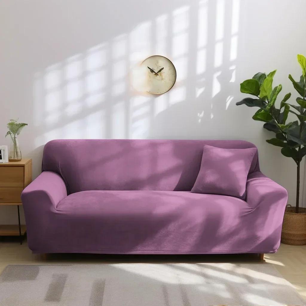 Winter Thick Sofa Covers Soft Velvet Slipcovers Furniture Protector Thick Couch Covers Washable For 1/2/3/4 Seater Living Room