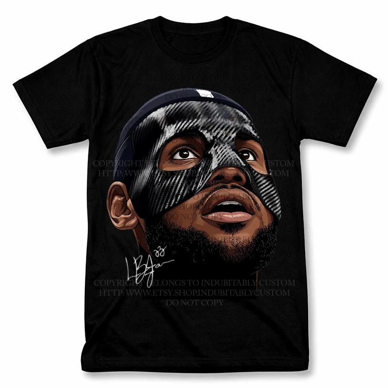 Masked LeBron James King James Graphic T shirt Vintage Style Basketball Fan Tee S
