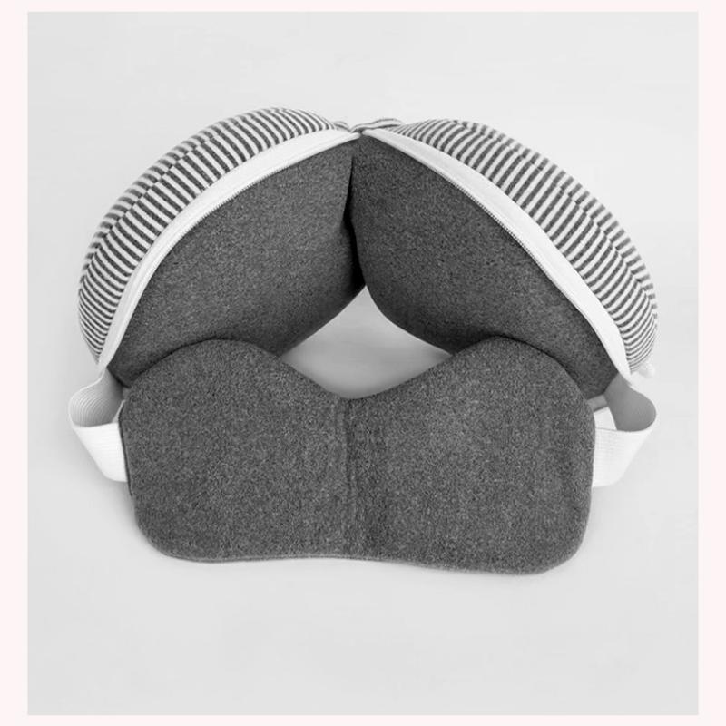 Portable 2 In 1 Neck Pillow Multifun Sleeping Mask Travel Eye Cover Flight Leg Rest Airplane Office Napping Sleeping Pillow