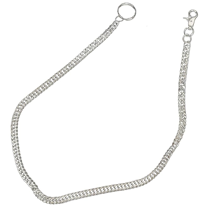

[White Fang] wallet chain smooth Fashionable wallet Fall prevention stylish men s ladies AZ199 (Silver)